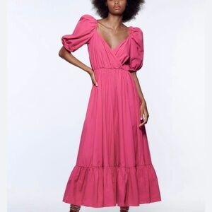 NWT Zara Vibrant Pink Maxi Dress